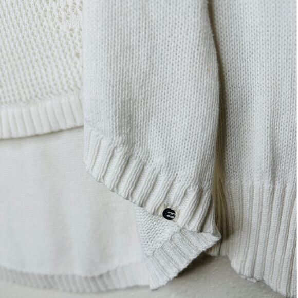 Billabong White Boat Neck High Low Shark Knit Pattern Sweater M - Picture 6 of 16